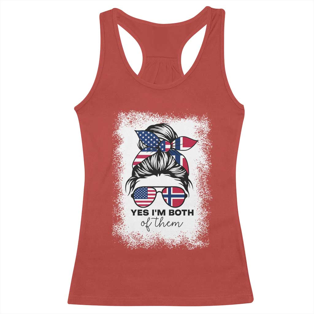 Yes I'm Both of Them Half Norwegian American Racerback Tank Top TS14 Red Print Your Wear