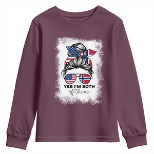 Yes I'm Both of Them Half Norwegian American Youth Sweatshirt TS14 Maroon Print Your Wear