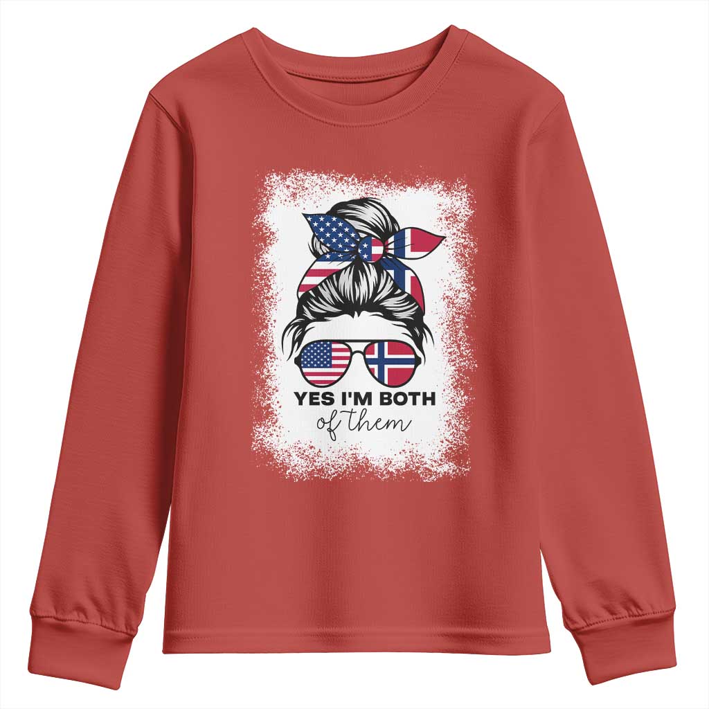 Yes I'm Both of Them Half Norwegian American Youth Sweatshirt TS14 Red Print Your Wear