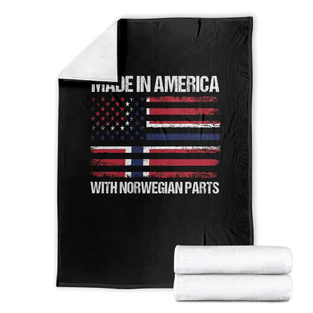 Made in America with Norwegian Parts Throw Blanket Half American Flag USA Norway Pride TS14 Black Print Your Wear