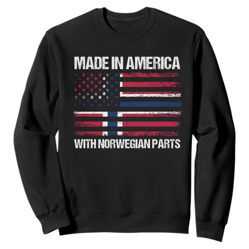 Made in America with Norwegian Parts Sweatshirt Half American Flag USA Norway Pride TS14 Black Print Your Wear