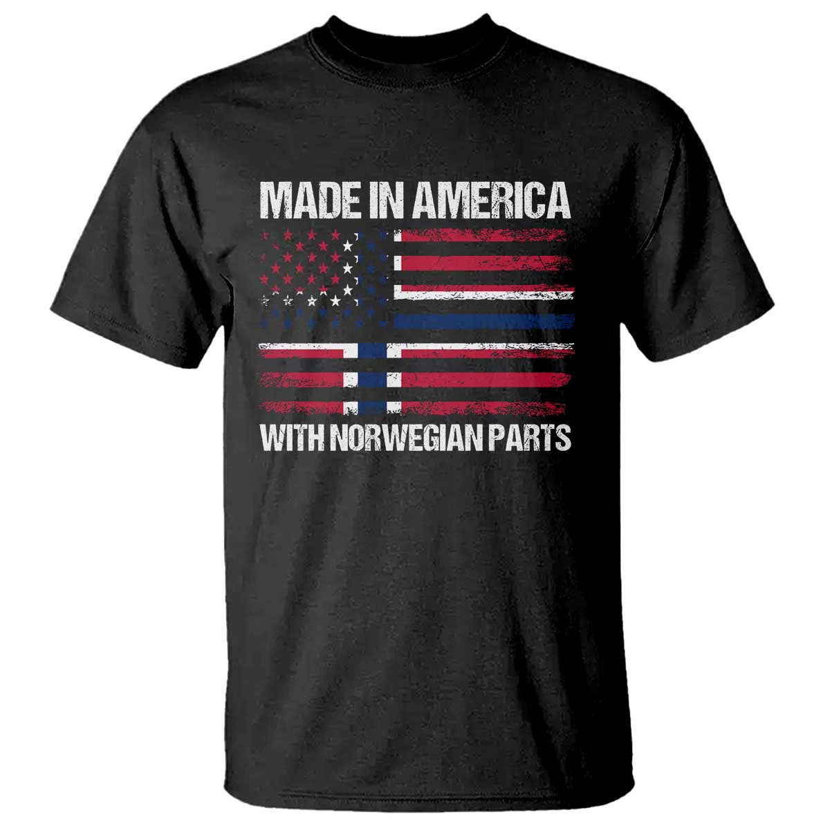 Made in America with Norwegian Parts T Shirt Half American Flag USA Norway Pride TS14 Black Print Your Wear