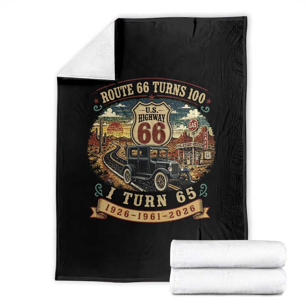 Route Highway 66 Turns 100 I Turn 65 Throw Blanket Vintage 1961 Road Sign Antique Car Lover 65th Birthday Gift TS14 Black Print Your Wear