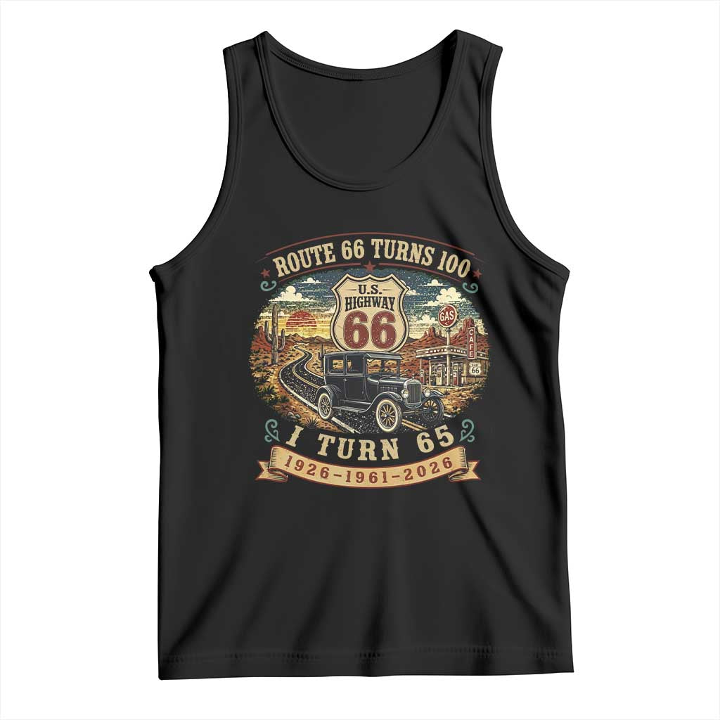 Route Highway 66 Turns 100 I Turn 65 Tank Top Vintage 1961 Road Sign Antique Car Lover 65th Birthday Gift TS14 Black Print Your Wear