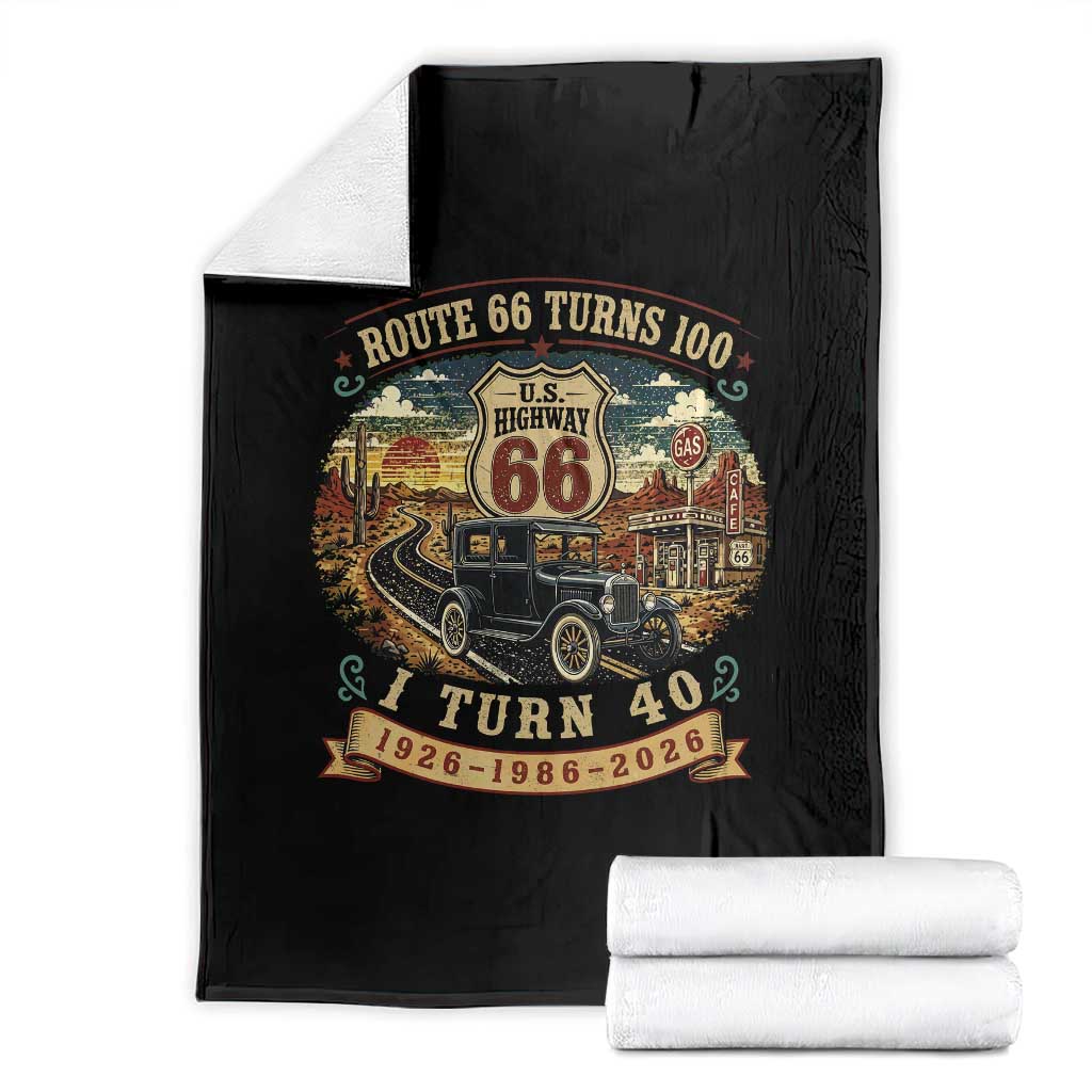 Route Highway 66 Turns 100 I Turn 40 Throw Blanket Vintage 1986 Road Sign Antique Car Lover 40th Birthday Gift TS14 Black Print Your Wear