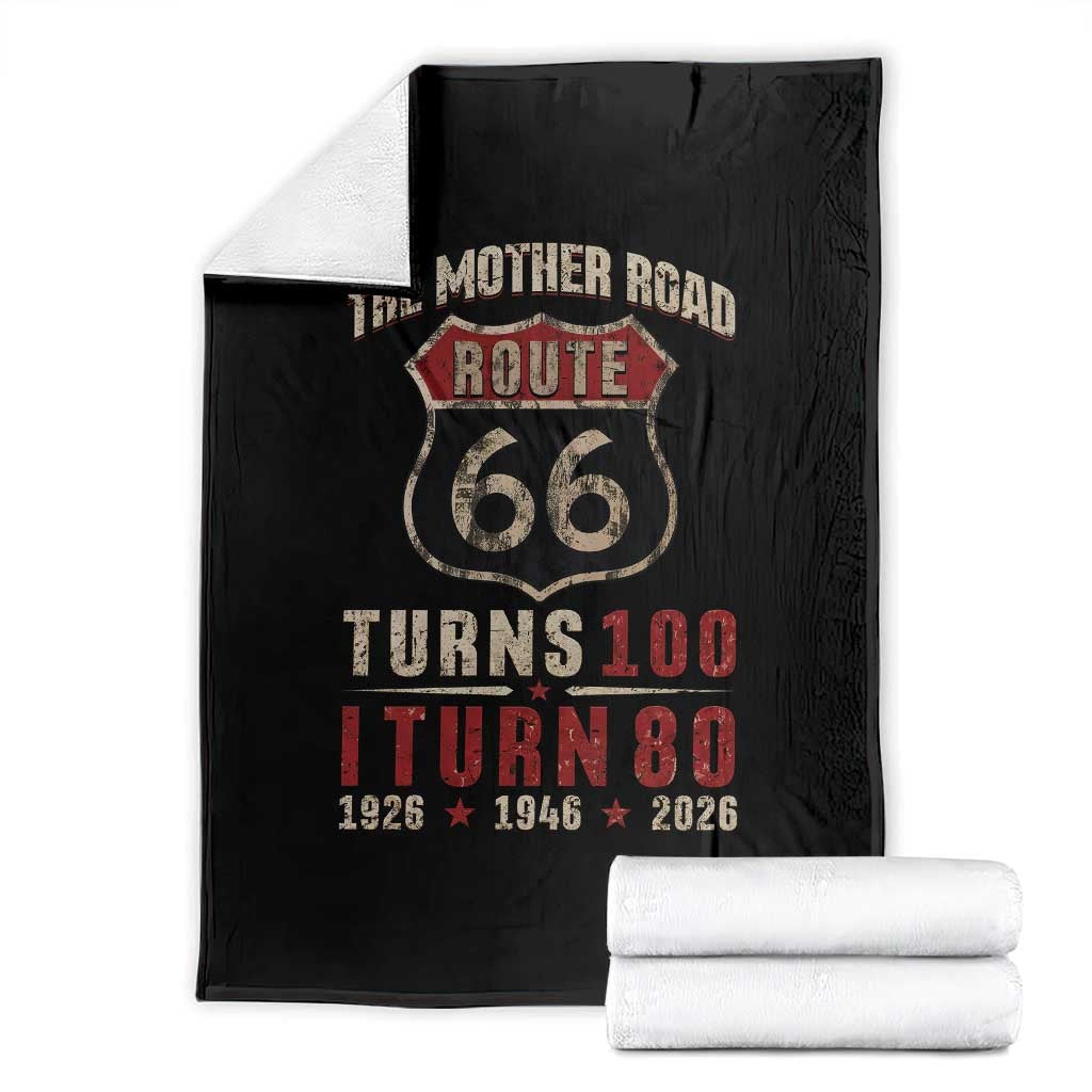 Route Highway 66 Turns 100 I Turn 80 Throw Blanket Vintage 1946 Road Sign 80th Birthday Gift TS14 Black Print Your Wear