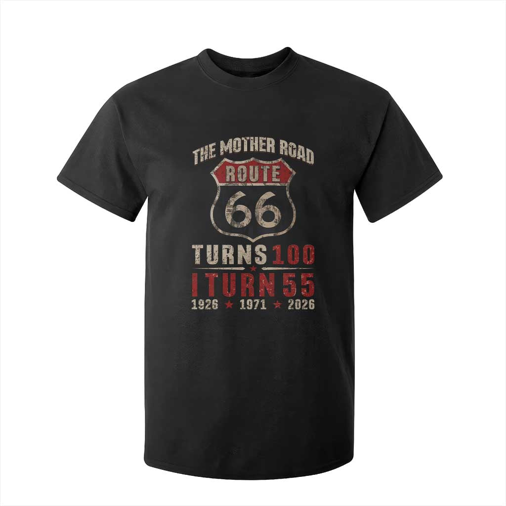 Route Highway 66 Turns 100 I Turn 55 T Shirt For Kid Vintage 1971 Road Sign 55th Birthday Gift TS14 Black Print Your Wear