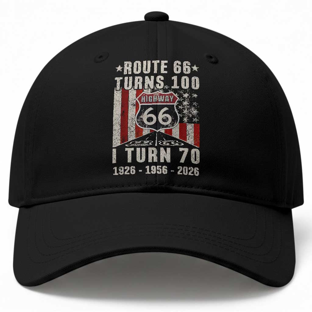 Route Highway 66 Turns 100 I Turn 70 Baseball Cap Vintage 1956 Born American Road Sign 70th Birthday Gift TS14 Print Your Wear