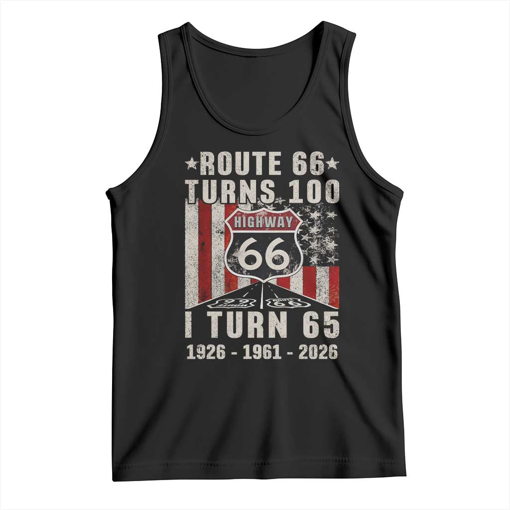 Route Highway 66 Turns 100 I Turn 65 Tank Top Vintage 1961 Born American Road Sign 65th Birthday Gift TS14 Black Print Your Wear