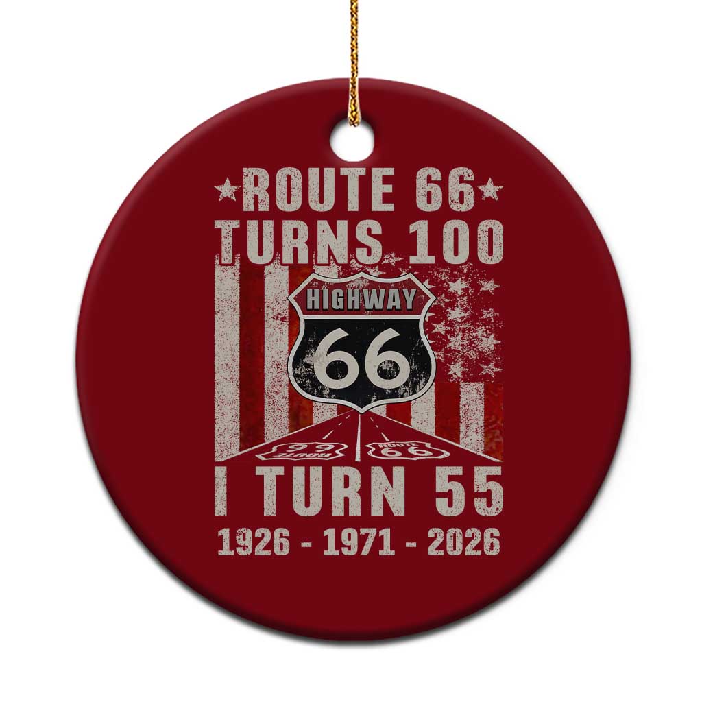 Route Highway 66 Turns 100 I Turn 55 Ceramic Ornament Vintage 1971 Born American Road Sign 55th Birthday Gift TS14 1pc Red Print Your Wear