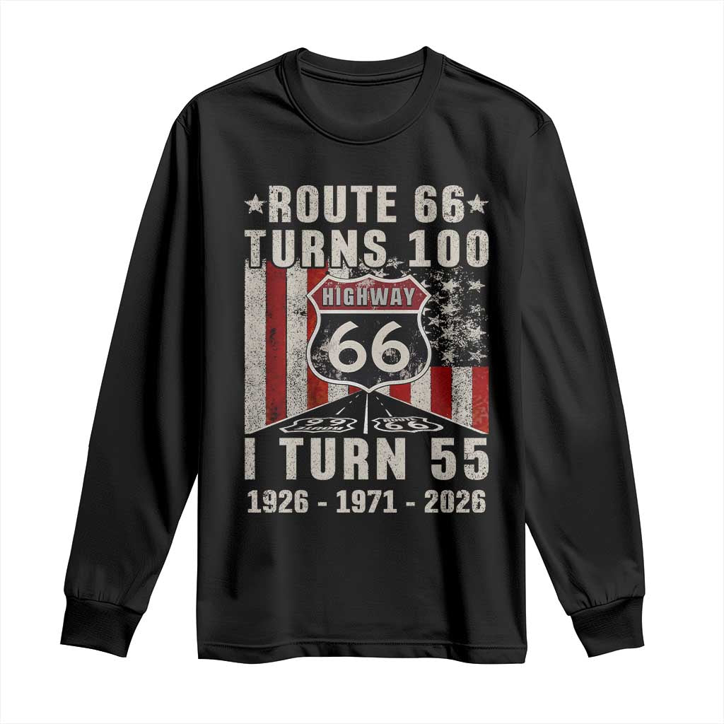 Route Highway 66 Turns 100 I Turn 55 Long Sleeve Shirt Vintage 1971 Born American Road Sign 55th Birthday Gift TS14 Black Print Your Wear