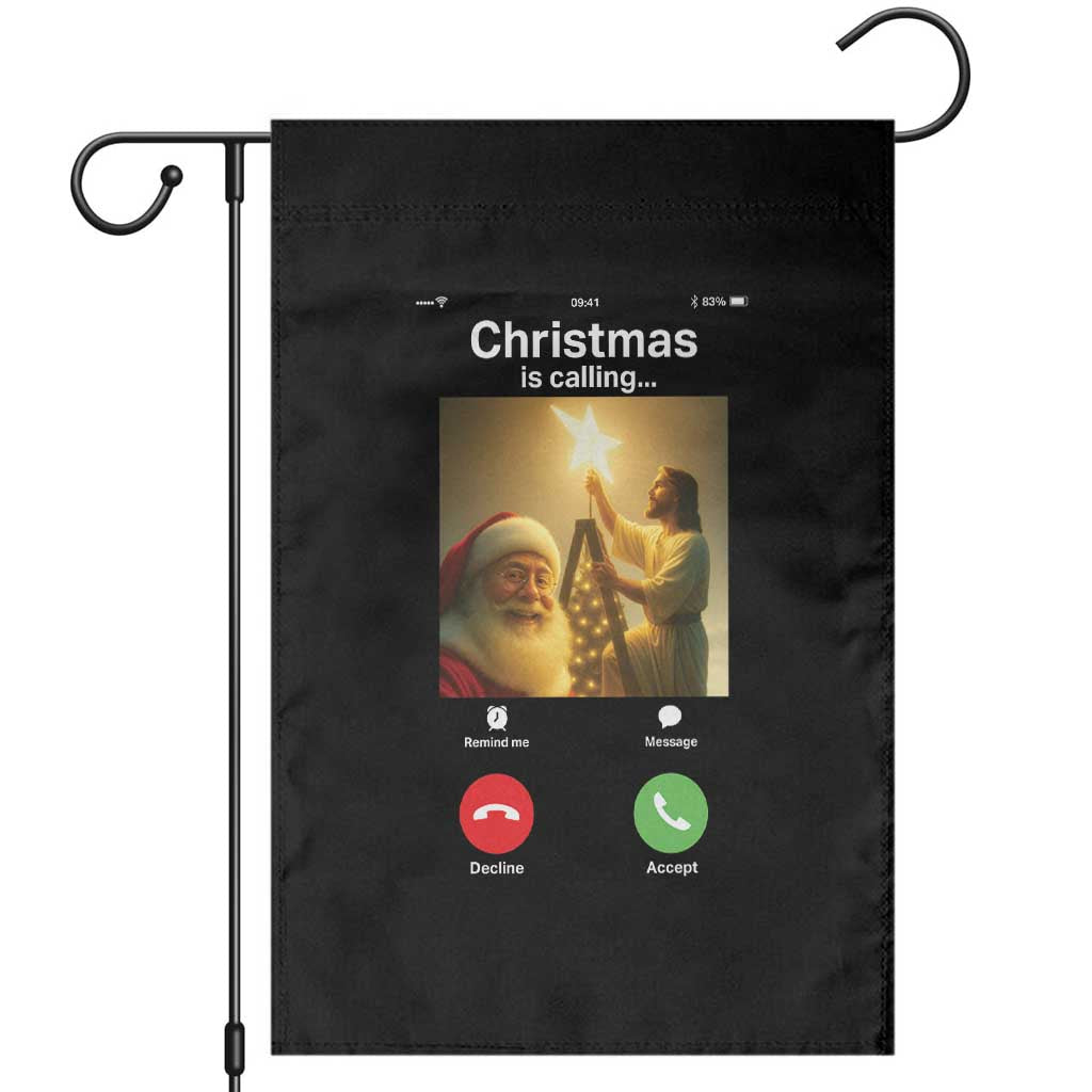 Funny Santa Jesus Video Call Garden Flag TS14 Black Print Your Wear