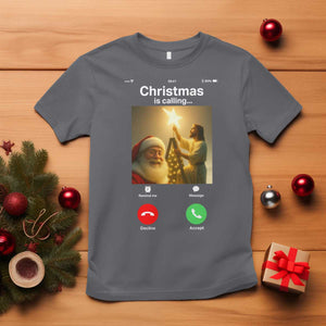 Funny Santa Jesus Video Call T Shirt TS14 Charcoal Print Your Wear