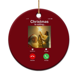 Funny Santa Jesus Video Call Ceramic Ornament TS14 1pc Red Print Your Wear