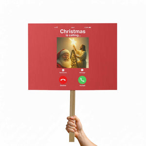 Funny Santa Jesus Video Call Protest Sign TS14 Horizontal 18" × 24" Red Print Your Wear