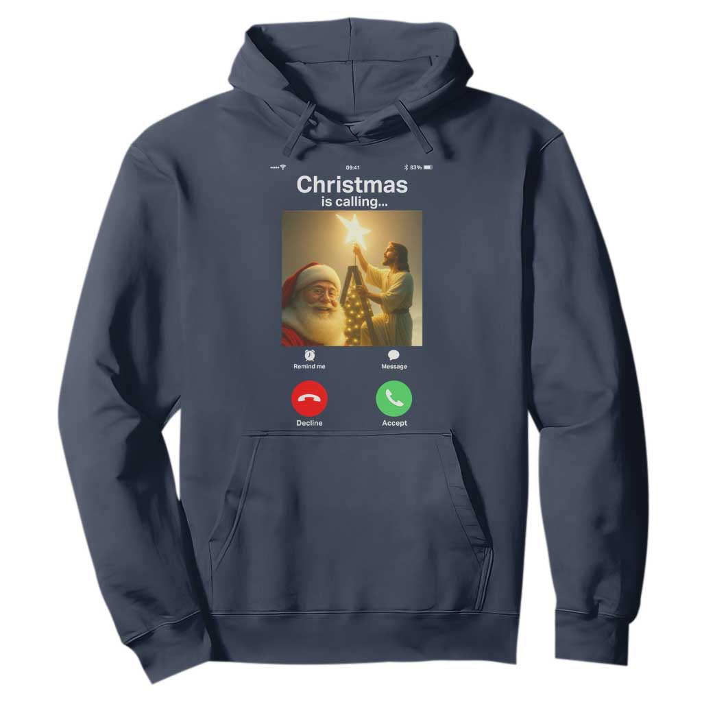 Funny Santa Jesus Video Call Hoodie TS14 Navy Print Your Wear