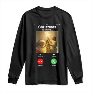 Funny Santa Jesus Video Call Long Sleeve Shirt TS14 Black Print Your Wear