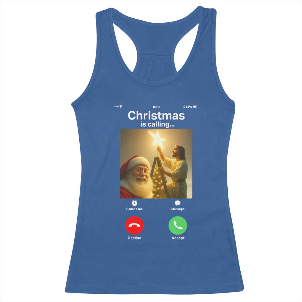 Funny Santa Jesus Video Call Racerback Tank Top TS14 Royal Blue Print Your Wear
