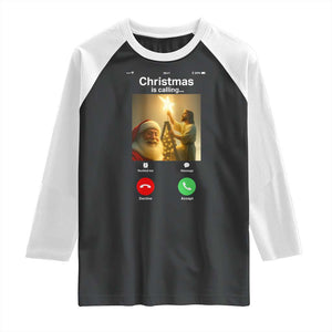 Funny Santa Jesus Video Call Raglan Shirt TS14 Black White Print Your Wear