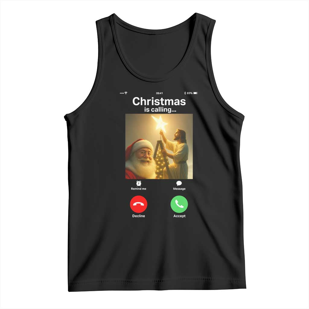 Funny Santa Jesus Video Call Tank Top TS14 Black Print Your Wear