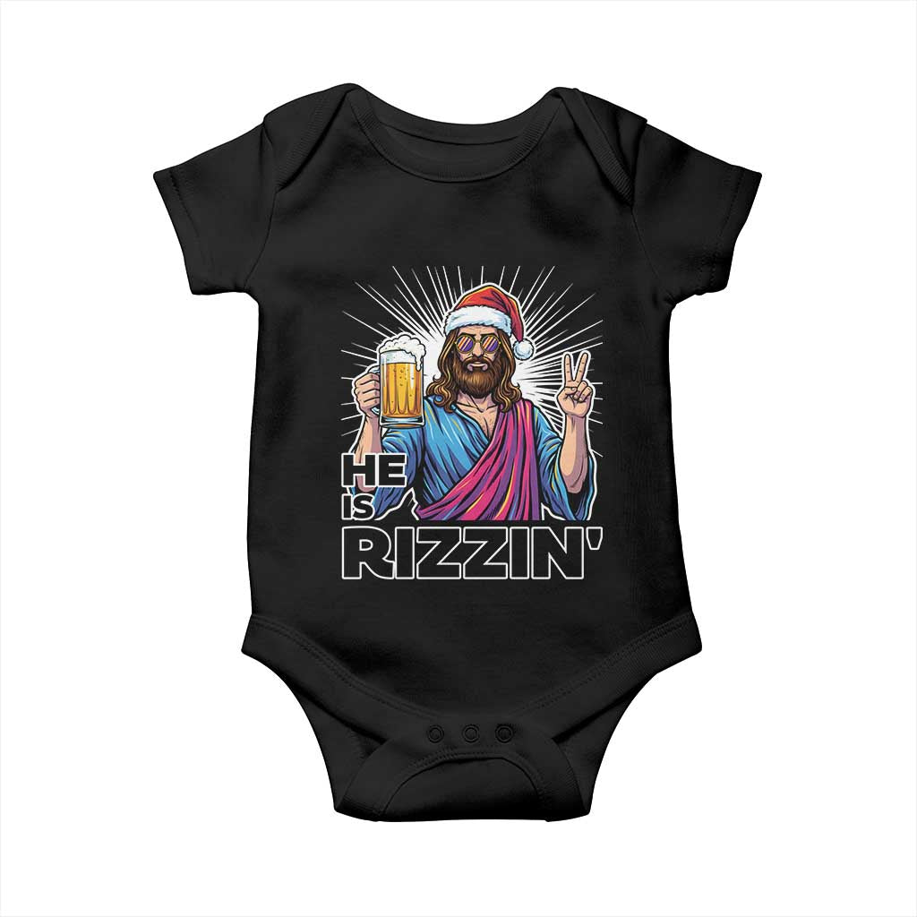 Jesus Christmas Baby Onesie Funny Drinking Beer Xmas Holiday TS14 Black Print Your Wear