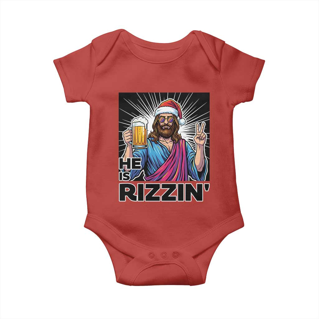 Jesus Christmas Baby Onesie Funny Drinking Beer Xmas Holiday TS14 Red Print Your Wear