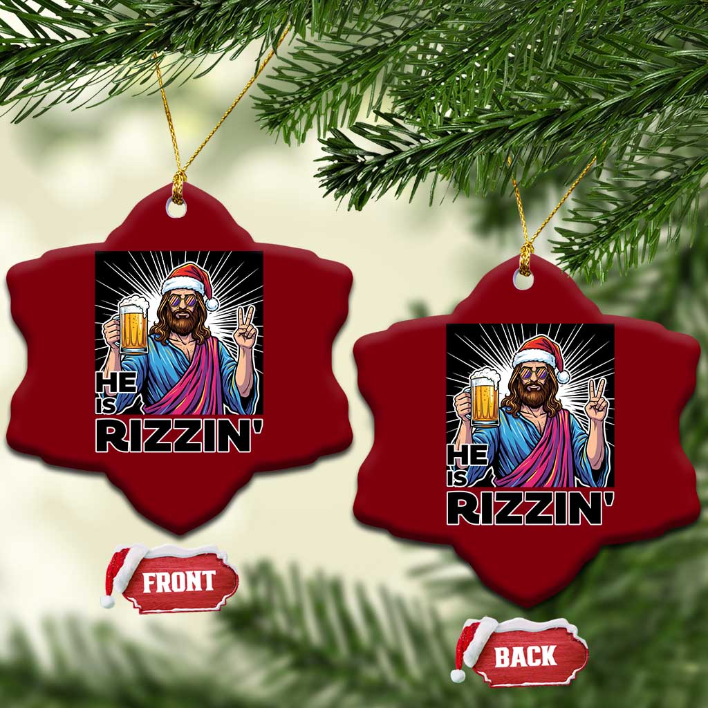 Jesus Xmas Ceramic Ornament Funny Drinking Beer Xmas Holiday TS14 Print Your Wear