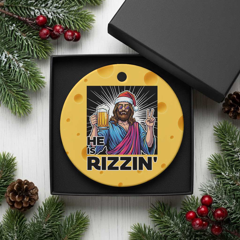 Jesus Xmas Ceramic Ornament Funny Drinking Beer Xmas Holiday TS14 1pc Yellow Cheese Print Your Wear