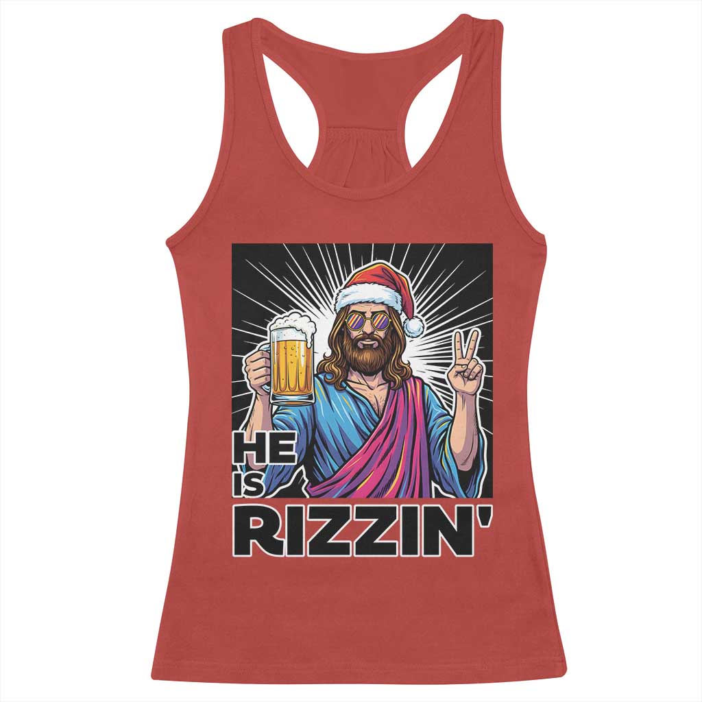 Jesus Christmas Racerback Tank Top Funny Drinking Beer Xmas Holiday TS14 Red Print Your Wear