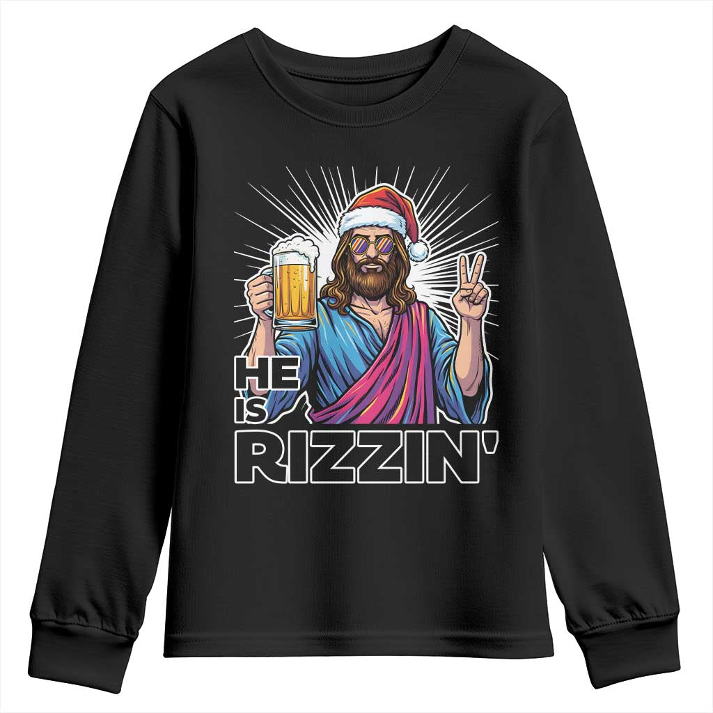 Jesus Christmas Youth Sweatshirt Funny Drinking Beer Xmas Holiday TS14 Black Print Your Wear
