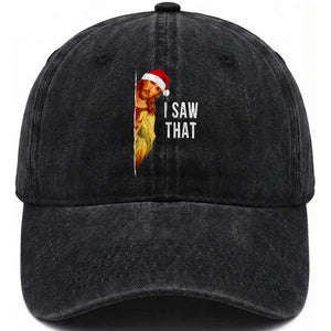 Jesus Christmas Meme Washed Cotton Baseball Cap I Saw That TS14 Washed Cap Universal Fit Black Print Your Wear