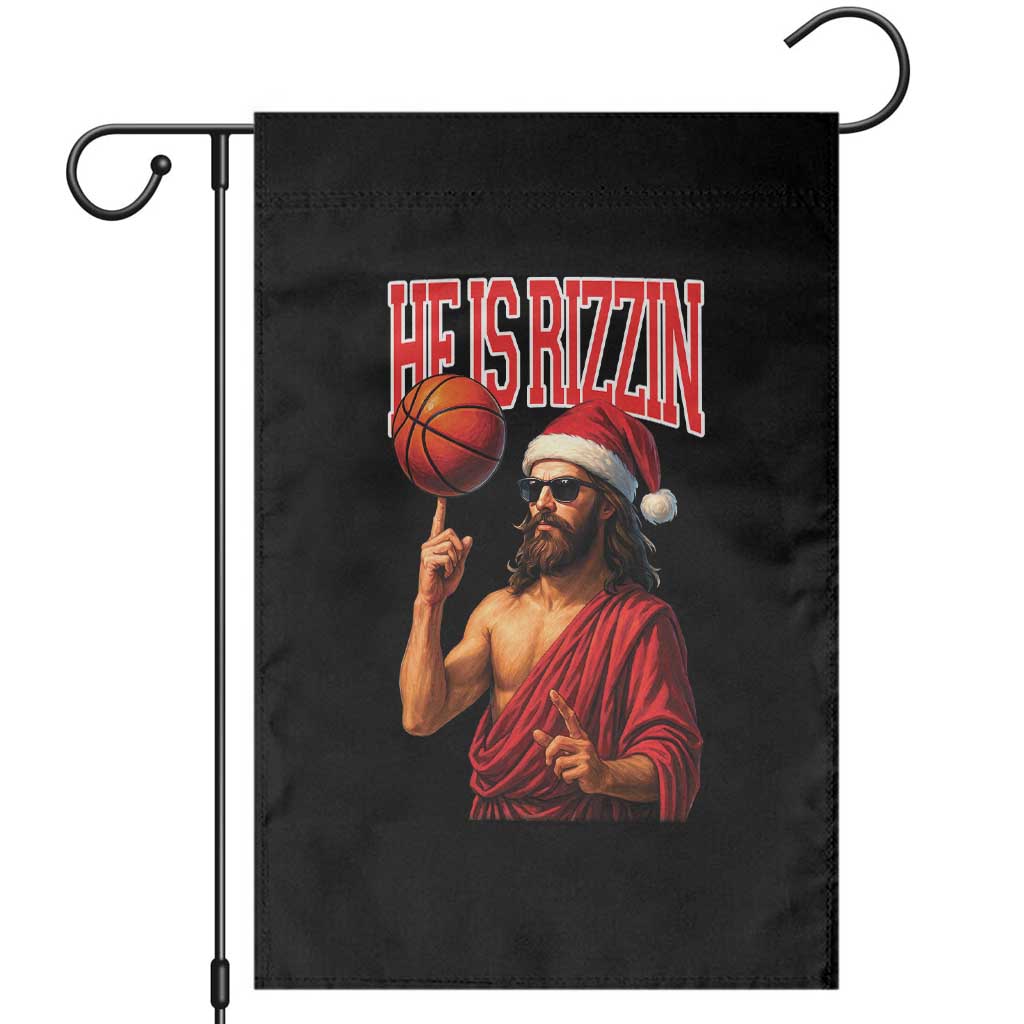 Jesus Basketball Christmas Garden Flag He Is Rizzin TS14 Black Print Your Wear