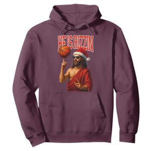 Jesus Basketball Christmas Hoodie He Is Rizzin TS14 Maroon Print Your Wear