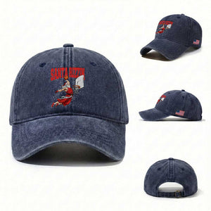 Santa Basketball Christmas Washed Cotton Baseball Cap He Is Rizzin TS14 Washed Cap Universal Fit Navy Print Your Wear