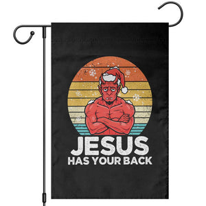 Funny Satan Christmas Garden Flag Jesus Has Your Back TS14 Black Print Your Wear