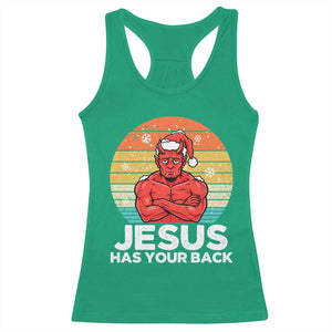 Funny Satan Christmas Racerback Tank Top Jesus Has Your Back TS14 Irish Green Print Your Wear