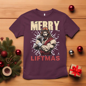 Jesus Gym Christmas T Shirt Merry Liftmas Xmas TS14 Maroon Print Your Wear