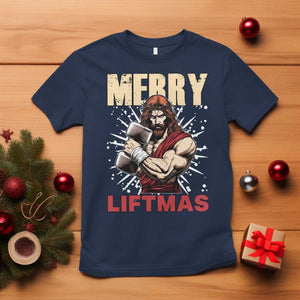 Jesus Gym Christmas T Shirt Merry Liftmas Xmas TS14 Navy Print Your Wear