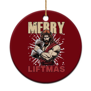 Jesus Gym Xmas Ceramic Ornament Merry Liftmas Xmas TS14 1pc Red Print Your Wear