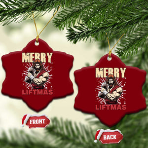 Jesus Gym Xmas Ceramic Ornament Merry Liftmas Xmas TS14 Print Your Wear