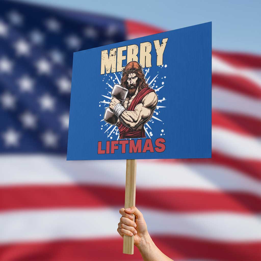 Jesus Gym Christmas Protest Sign Merry Liftmas Xmas TS14 Horizontal 18