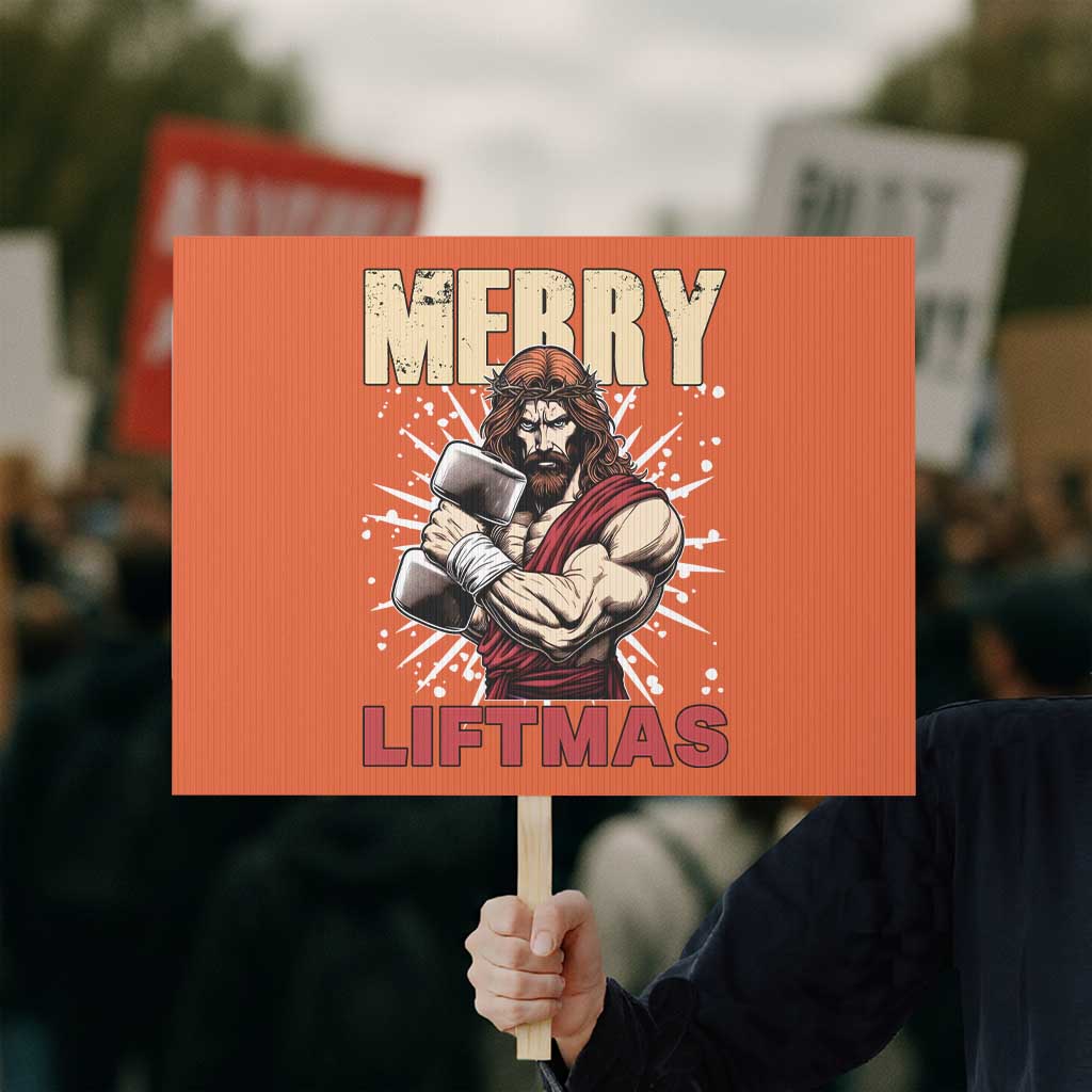 Jesus Gym Christmas Protest Sign Merry Liftmas Xmas TS14 Horizontal 18