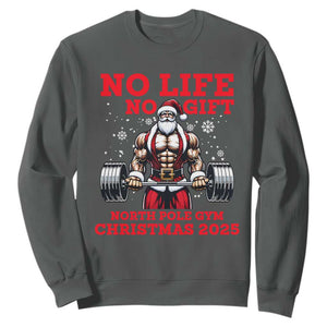 Santa Gym Christmas Sweatshirt Lifting Swole Santa Ugly Xmas TS14 Dark Heather Print Your Wear