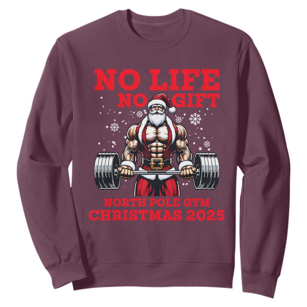 Santa Gym Christmas Sweatshirt Lifting Swole Santa Ugly Xmas TS14 Maroon Print Your Wear