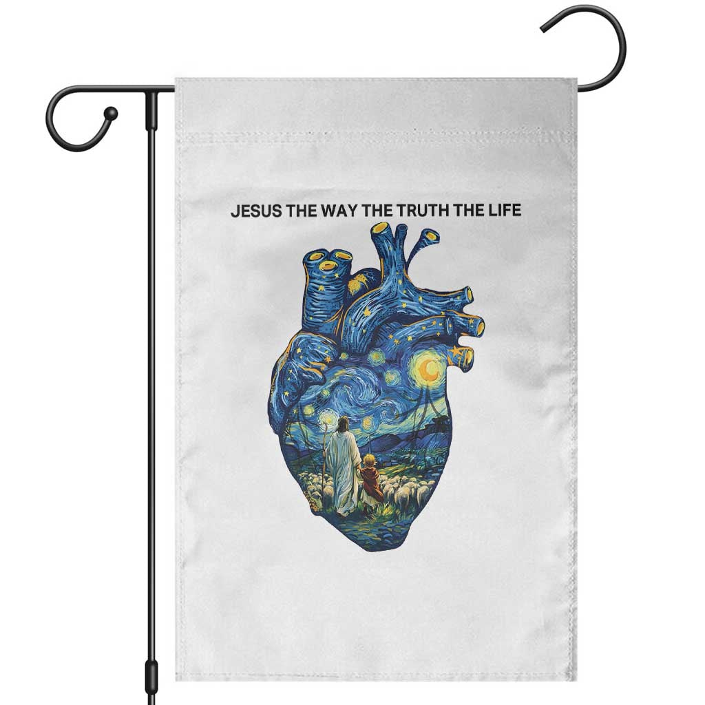 Jesus Christian Starry Night Garden Flag The Way The Truth The Life TS14 White Print Your Wear