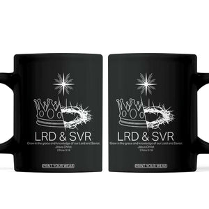 Jesus Christian Coffee Mug Crown Thorn Monochrome LRD SVR Symbolic Religious TS14 Black Print Your Wear