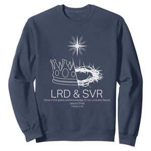 Jesus Christian Sweatshirt Crown Thorn Monochrome LRD SVR Symbolic Religious TS14 Navy Print Your Wear