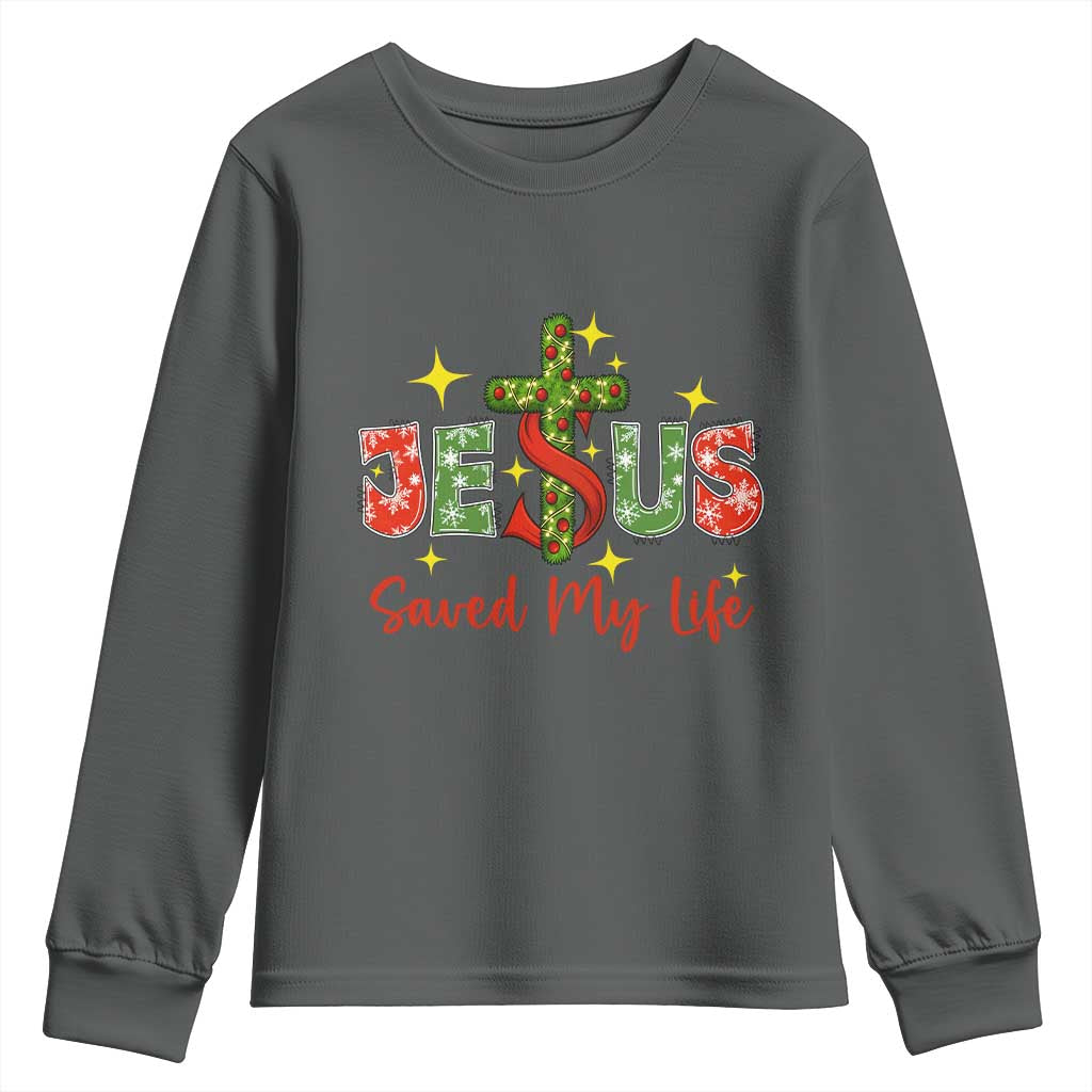 Jesus Christian Christmas Youth Sweatshirt Religious Cross Bible Verse TS14 Dark Heather Print Your Wear