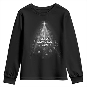 Christian Christmas Youth Sweatshirt Jesus Loves You Bro TS14 Black Print Your Wear