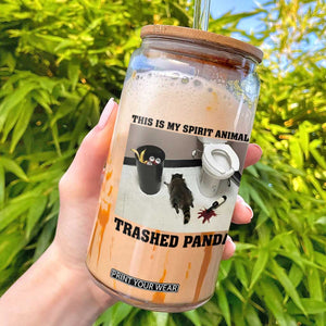 Trashed Panda Glass Can My Spirit Animal Funny Drunk Raccoon Meme TS14 White Print Your Wear